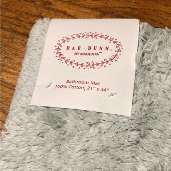 RAE DUNN LET IT SNOW LIGHT TEAL AND WHITE BATHROOM MAT 21X34 - Picture 2 of 5